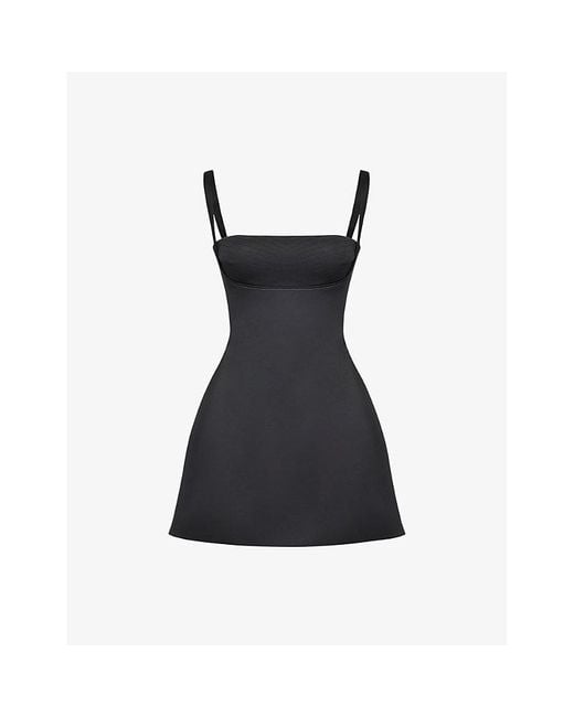 House Of Cb Black Kara Stretch-Woven Mini Slip Dress