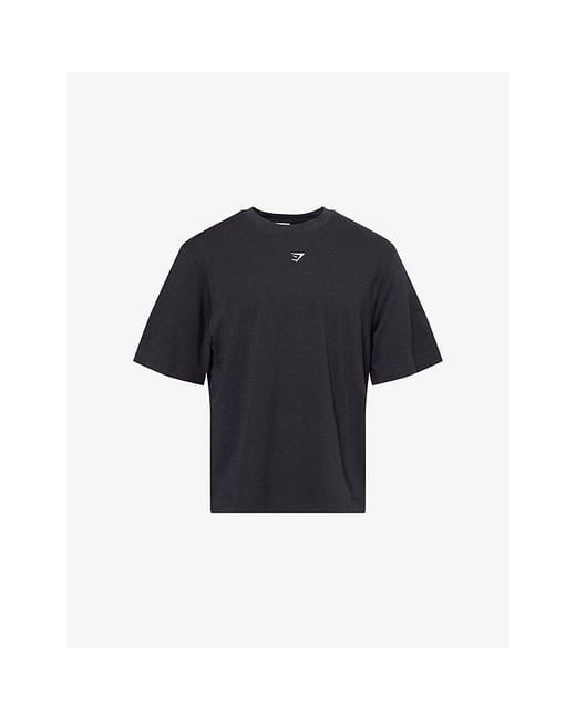 GYMSHARK Blue Rest Day Essentials Boxy-Fit Cotton T-Shirt for men