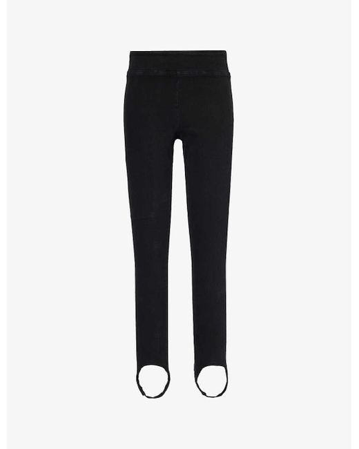 FRAME Black Jetset Stirrup Cotton-blend leggings