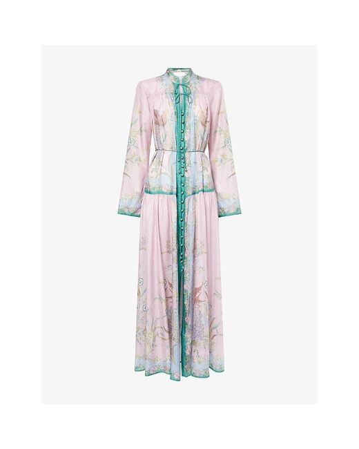 Zimmermann White Indra Printed Silk Maxi Dress