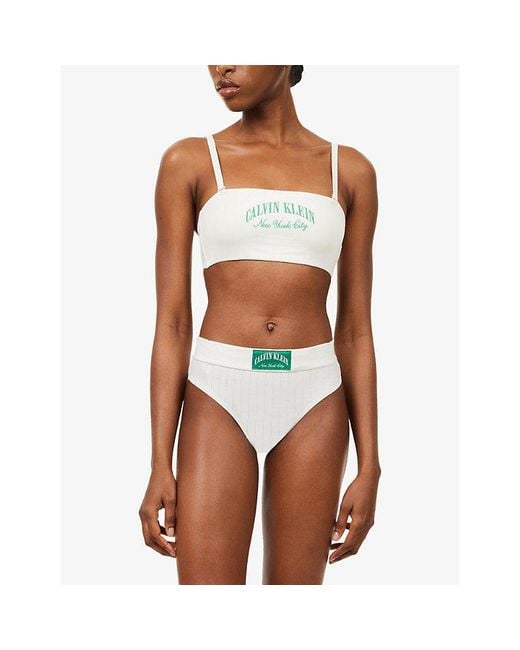Calvin Klein White Heritage Classic Stretch-Cotton Bandeau Bralette