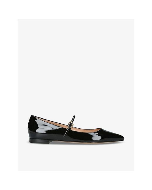 Gianvito Rossi Black Vernice Buckle-embellished Patent-leather Pumps