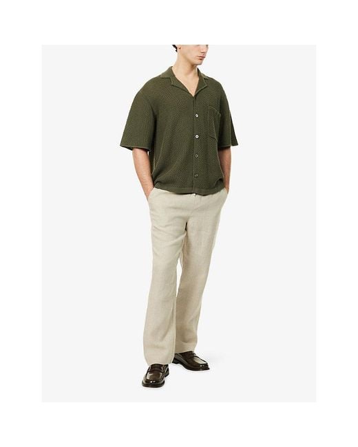 CHE Natural Avila Drawstring Linen Trousers for men