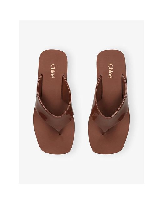 Chloé Brown Swimming Cool Thong Leather Sandals