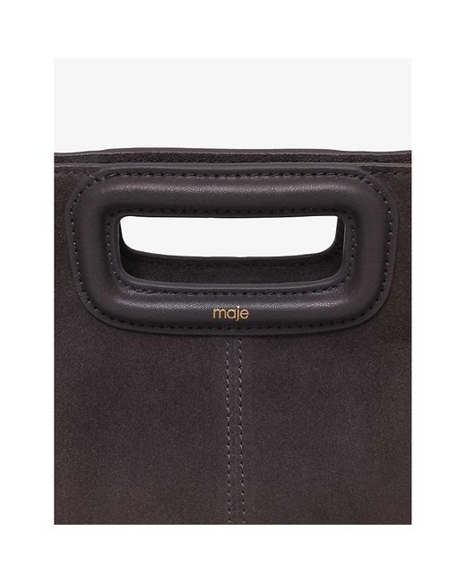 Maje Black M Fringed-Trim Suede Shoulder Bag