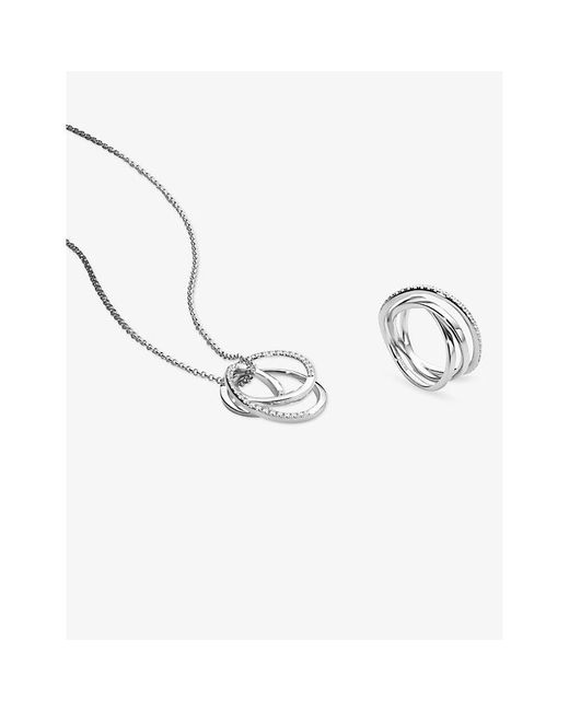 Sif Jakobs Metallic Spirale Sterling- And Cubic Zirconia Necklace