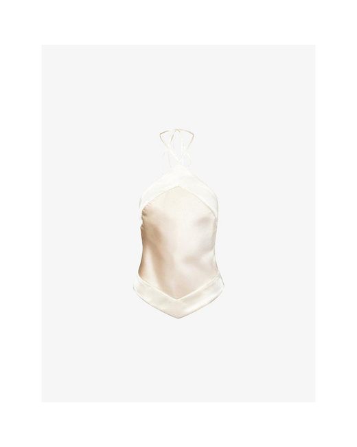 Reformation White Jillian Silk Top