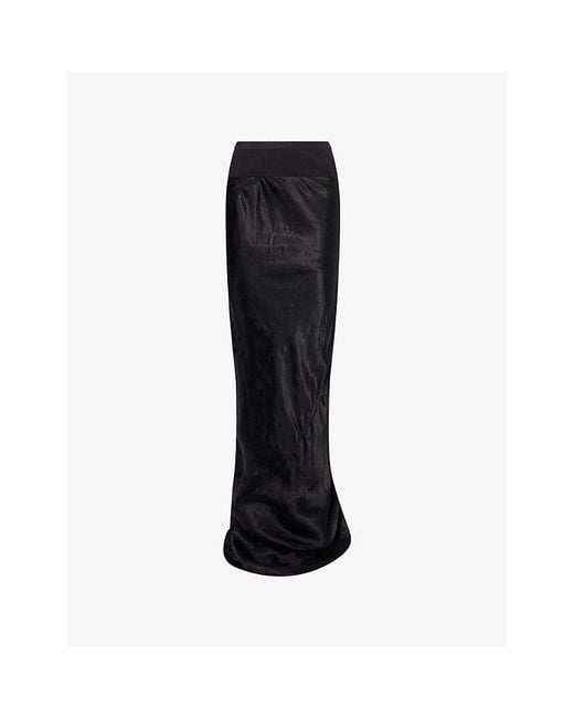 Rick Owens Black Coda Slim Long Satin Skirt