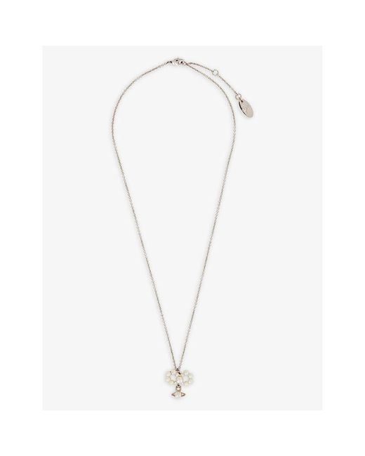 Vivienne Westwood White Viviana Platinum-plated Brass And Faux-pearl Necklace
