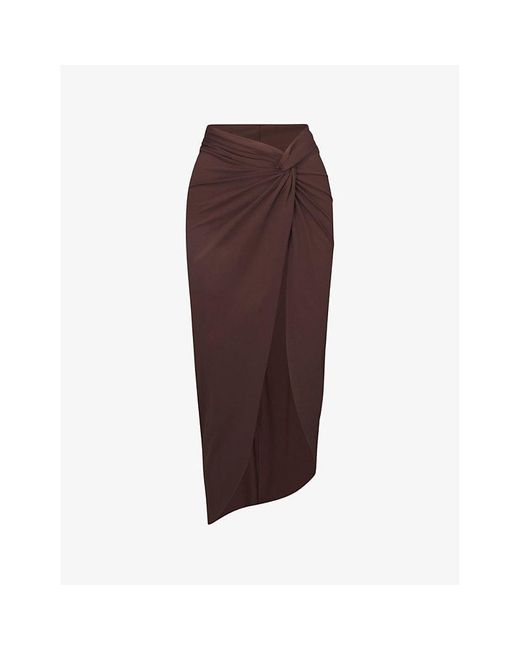 Skims Brown Signature Swim Tie-Knot Stretch Recycled-Nylon Sarong Xxxl