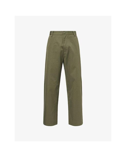 Carhartt Green Brady Straight-Leg Cotton Trousers for men