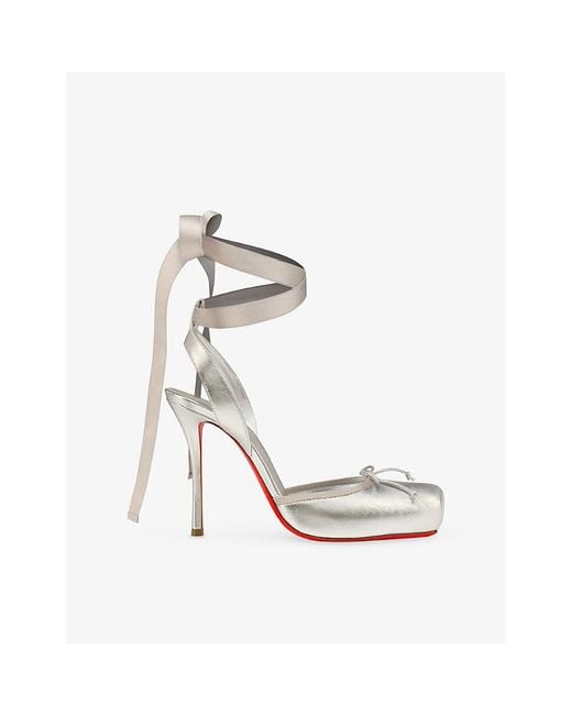 Christian Louboutin White Cassia Lace-Up 100 Nappa-Leather Pumps
