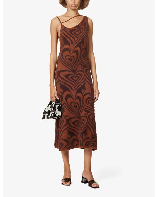 House Of Sunny Shape Of My Heart Hockney Stretch-knit Midi Dress in Brown |  Lyst