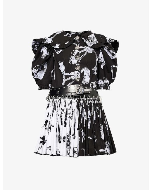Chopova Lowena Black Midday Graphic-pattern Cotton Mini Dress