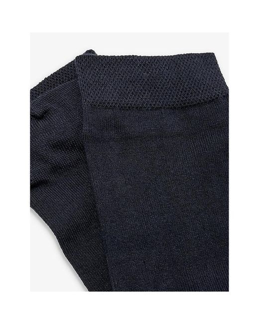 Falke Blue Dark Vy Sensitive London Logo-print Cotton-blend Knitted Socks for men
