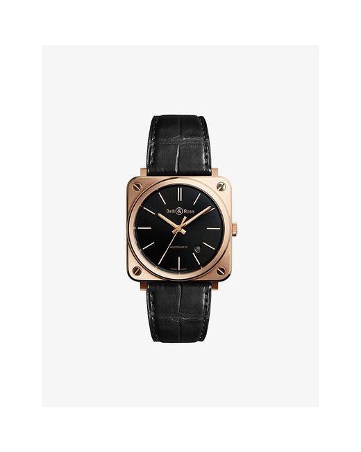 Bell & Ross Black Unisex Brs92-bl-pgsca 18ct Rose Gold And Leather Automatic Watch