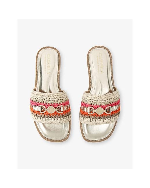 Carvela Kurt Geiger Pink Nola Mule Woven Sandals
