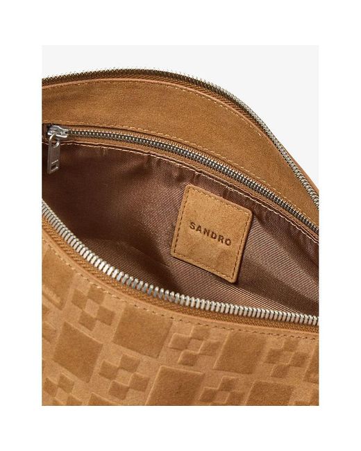 Sandro Brown Hobo Suede Shoulder Bag for men