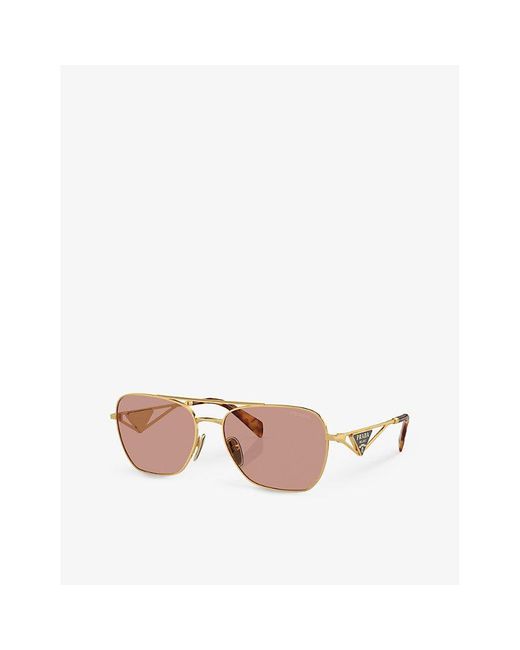 Prada Pink Pr A50s Aviator-frame Metal Sunglasses
