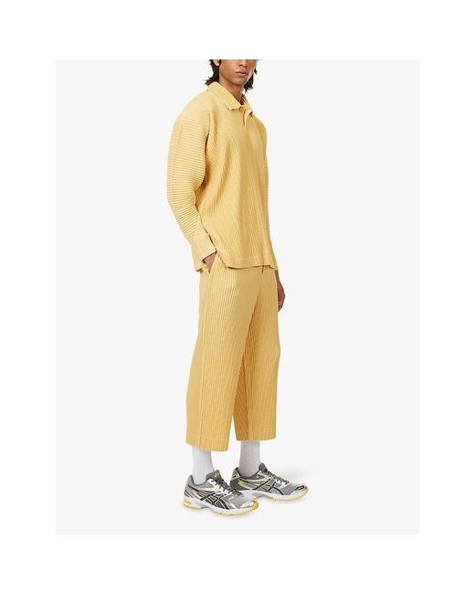 Homme Plissé Issey Miyake Yellow Monthly Colors: August Drawstring Knitted Trousers for men
