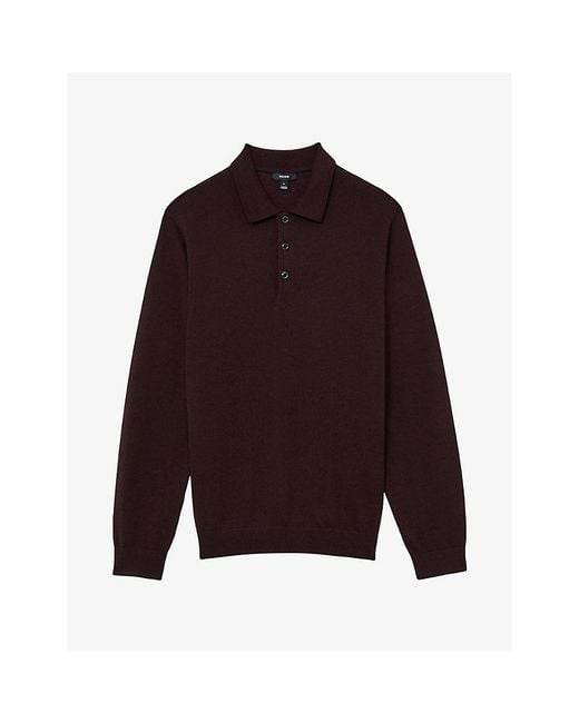 Reiss Purple Trafford Wool Polo Jumper for men