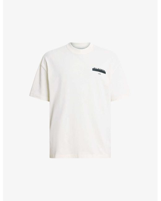 AllSaints White Redact Graphic-print Relaxed-fit Organic-cotton T-shirt for men