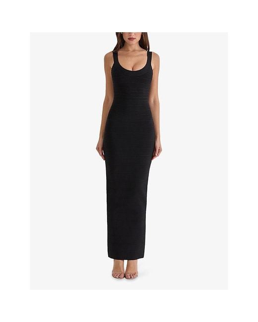 House Of Cb Black The Og Bandage Stretch-Woven Maxi Dress Xs (A-C Cup)
