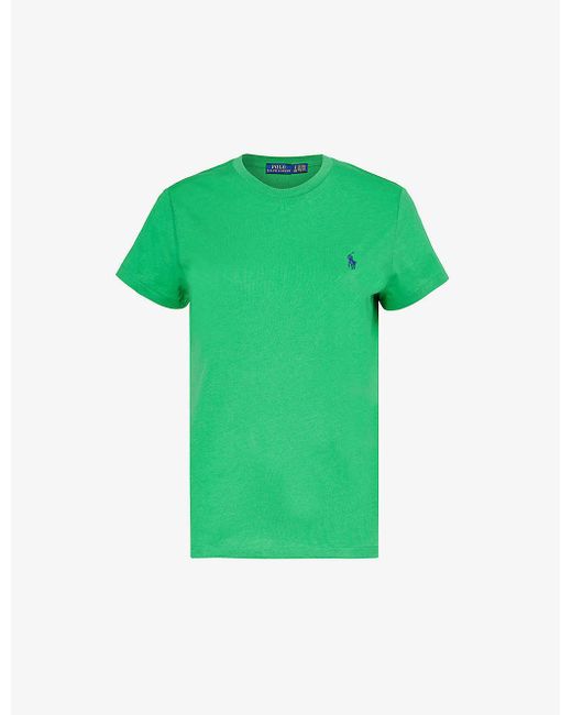 Polo Ralph Lauren Green Round-neck Brand-embroidered Cotton-jersey T-shirt