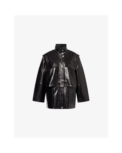 Stand Studio Black Legacy High-Neck Leather Parka