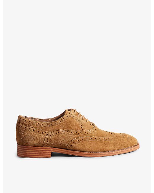 Ted Baker Brown Ammais Perforated Suede Brogues for men