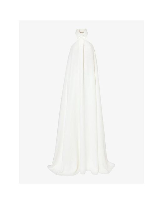 Valentino White Collar-embellished Sleeveless Silk Gown