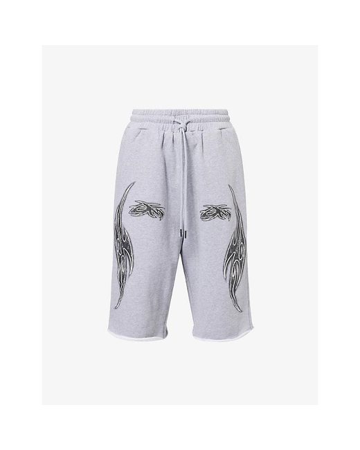GODMADE Blue Vivid Logo-Print Cotton Shorts for men