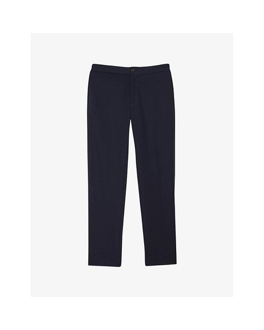 Sandro Blue Unstructured Mid-rise Slim-fit Straight-leg Stretch-woven Trousers Xx for men
