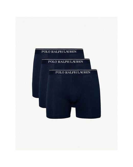 Polo Ralph Lauren Blue Pack Of Three Slim-Fit Stretch-Cotton Boxer Briefs Xxl for men