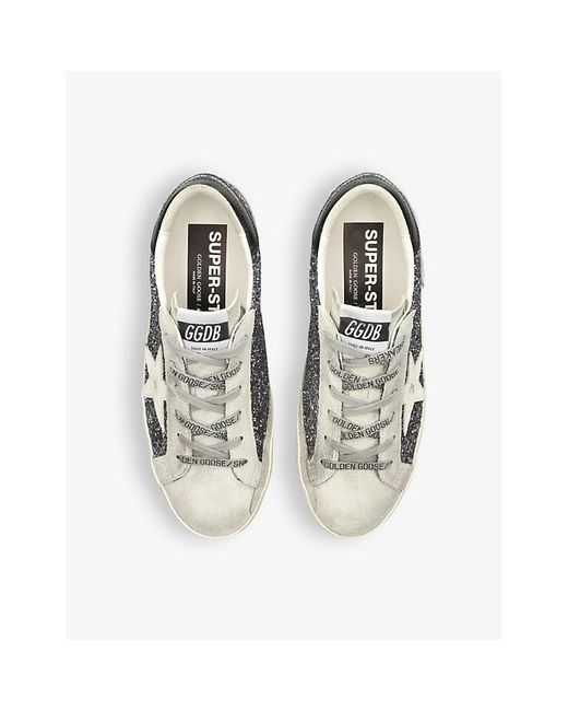 Golden Goose Deluxe Brand White Super Star 90432 Glitter-embellished Leather Low-top Trainers