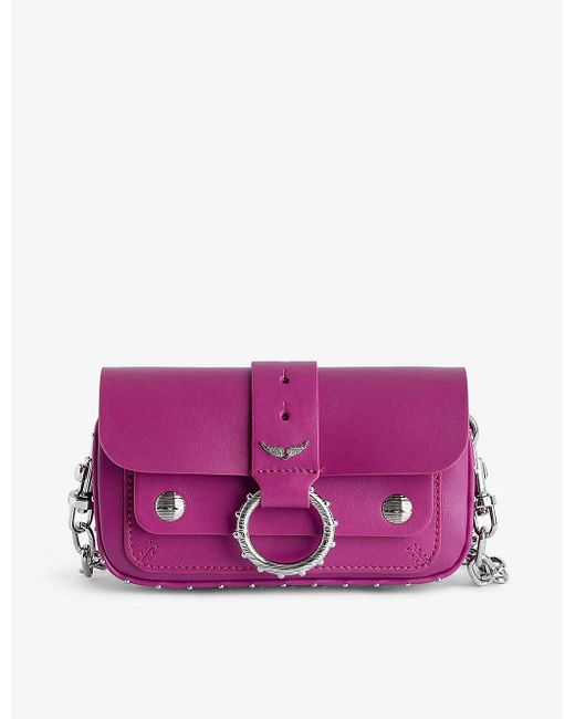 Zadig & Voltaire Purple X Kate Moss Studded Leather Cross-body Bag