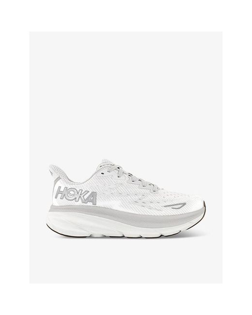 Hoka One One White Clifton 9 Breathable Polyester-blend Low-top Trainers for men