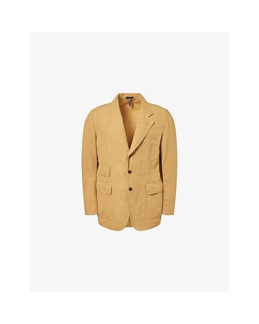 Drake's Metallic Clean Games Single-Breasted Cotton And Linen Blazer for men
