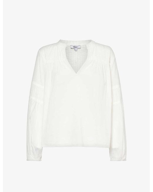 Rails White Marli V-neck Cotton Shirt