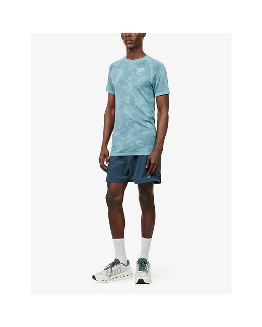 GYMSHARK Blue Sport Hybrid Logo-Print Woven Shorts for men