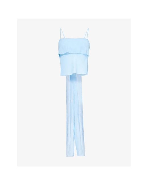 Reformation Blue Lula Semi-Sheer Woven Top