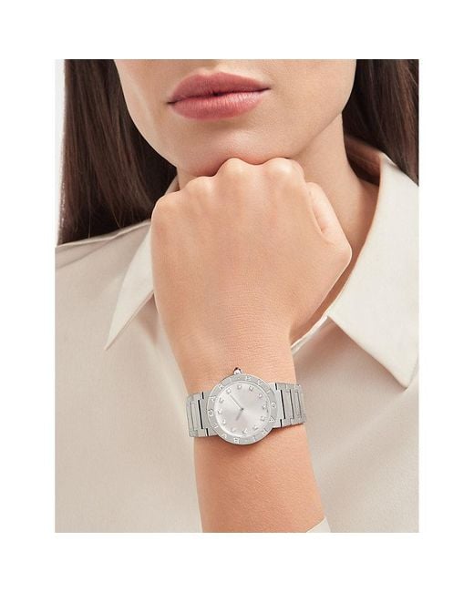 BVLGARI Metallic Stainless-Steel And Diamond Quartz Watch