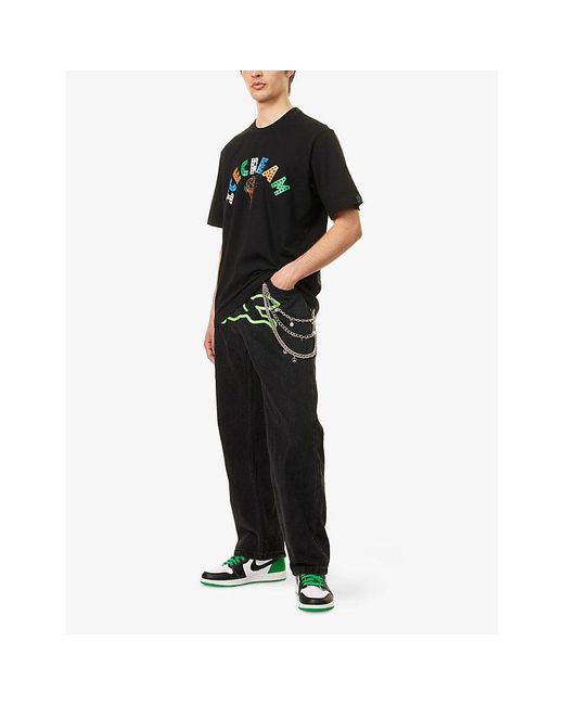 ICECREAM Black Cone Graphic-Print Cotton T-Shirt for men