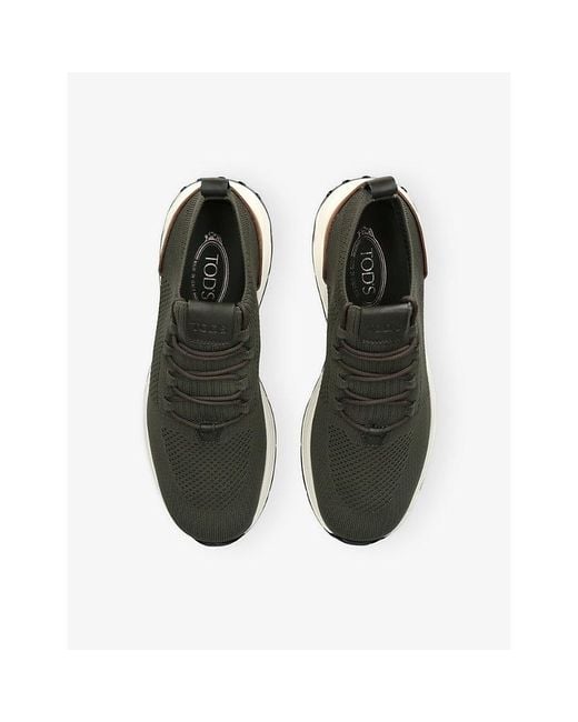 Tod's Green Run 63K Calzino Knitted And Leather Trainers
