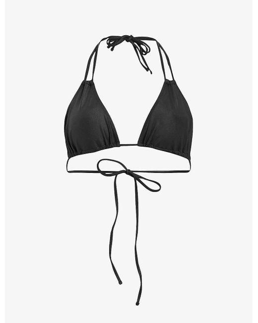 AllSaints Black Erica Double-strap Halter-neck Stretch-woven Bikini Top