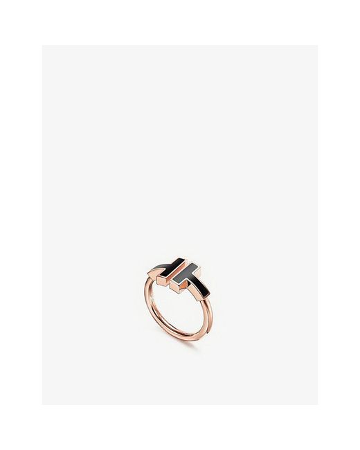 Tiffany & Co White Tiffany T Square 18Ct Rose- And Onyx Ring for men