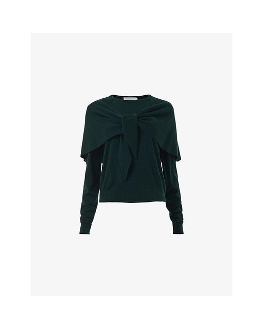 eem Green Tie-Scarf Knitted Wool-Blend Jumper