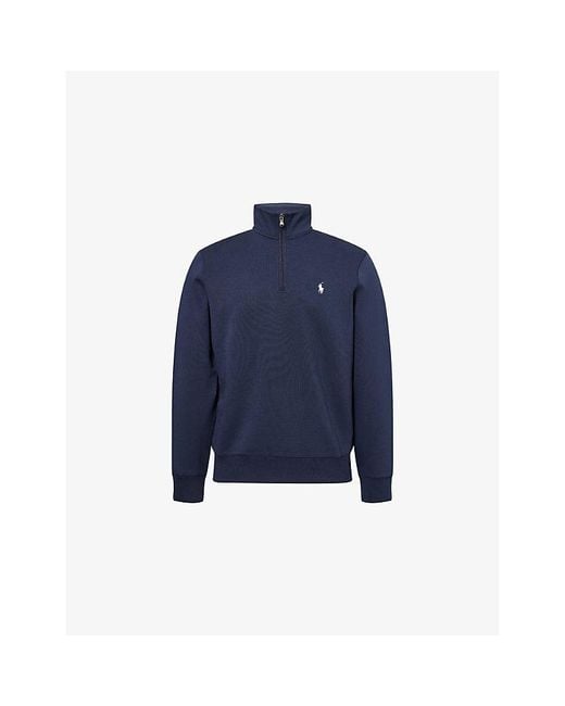 Polo Ralph Lauren Blue Embroidered-Logo Long-Sleeve Cotton-Jersey Sweatshirt for men