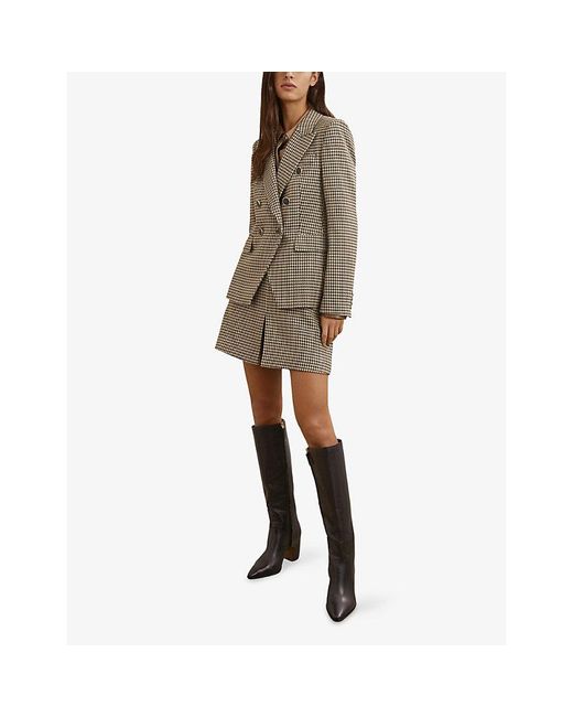 Reiss Gray Hartley Double-Breasted Wool-Blend Blazer