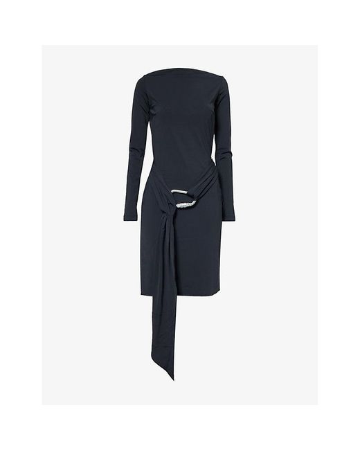 Conner Ives Carabiner Belted Stretch-Woven Midi Dress in Blue | Lyst Conner Ives Carabiner Belted Stretch-Woven Midi Dress in Blue | Lyst